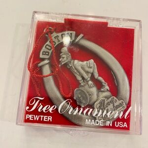 Boston Celtics Pewter Christmas Ornament 2”x3” Handcrafted With Case